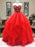 Red Sweetheart Embroidery Floor-length Dress Puffy Tulle Asymmetrical Prom Gown - Prom Dresses
