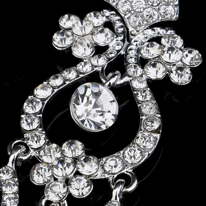 Rhinestone Silver Color Flower Jewelry Sets | Bridelily - jewelry sets