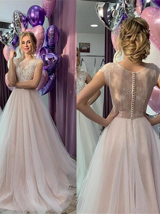 Romantic Short Sleeve Lace A-Line Wedding Dresses - wedding dresses