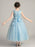 Flower Girl Dresses Jewel Neck Polyester Sleeveless Ankle Length Ball Gown Bows Kids Party Dresses