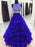 Round Neck 2 Pieces Green/Burgundy/Blue Tulle Sequins Long Prom Dresses, 2 Pieces Green/Burgundy/Blue Formal Evening Dresses