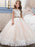 Flower Girl Dresses Jewel Neck Lace Sleeveless Ankle Length Ball Gown Studded Kids Pageant Dresses