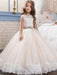 Flower Girl Dresses Jewel Neck Lace Sleeveless Ankle Length Ball Gown Studded Kids Pageant Dresses
