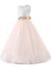 Flower Girl Dresses Jewel Neck Lace Sleeveless Ankle Length Ball Gown Studded Kids Pageant Dresses