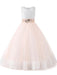 Flower Girl Dresses Jewel Neck Lace Sleeveless Ankle Length Ball Gown Studded Kids Pageant Dresses