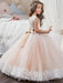 Flower Girl Dresses Jewel Neck Lace Sleeveless Ankle Length Ball Gown Studded Kids Pageant Dresses
