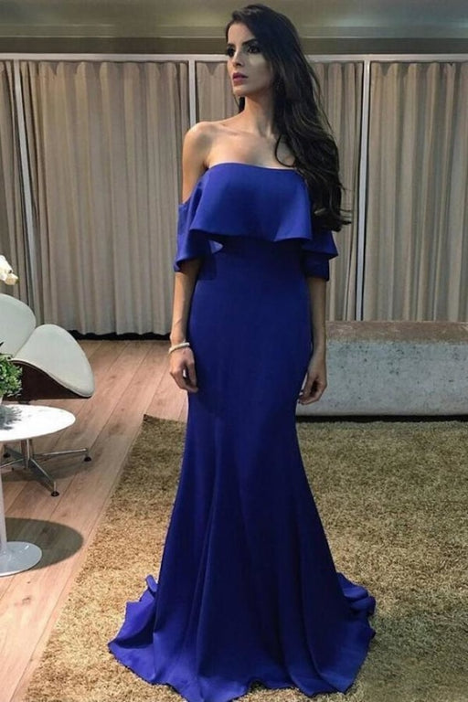 Royal Blue Charming Off the Shoulder Mermaid Formal Sexy Trumpet Prom Dress - Prom Dresses