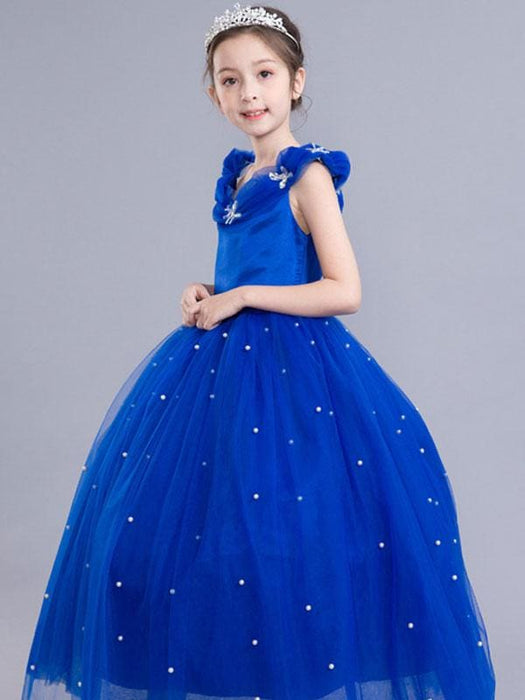 royal blue childrens dress Royal Blue Flower Girl Dress Princess Beaded Little Kids Pageant Party Dress — Bridelily