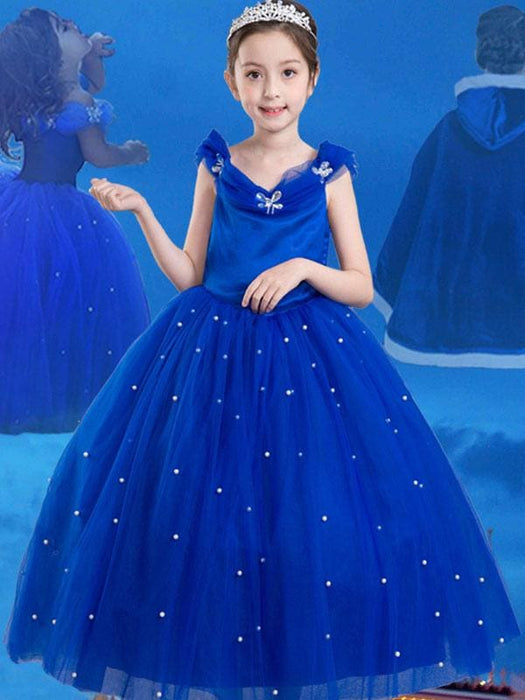 Royal Blue Flower Girl Dress Princess Beaded Little Kids Pageant Party Dress Bridelily Royal Blue Flower Girl Dress Princess Beaded Little Kids Pageant Party Dress Bridelily