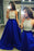 Royal Blue Halter Sleeveless Sparkly Long Prom Dresses with Beading Backless Formal Dress - Prom Dresses