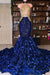 Royal Blue Mermaid African Sexy Beaded See Through Prom Dress - Prom Dresses