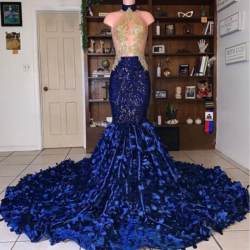 Royal Blue Mermaid African Black Long Prom Dresses 2021 - Bridelily Royal Blue Mermaid African Black Long Prom Dresses 2021 - Bridelily