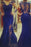 Royal Blue Mermaid Prom Sheer Sleeves Plus Size Dress - Prom Dresses