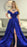 Royal Blue Off Shoulder Satin Long Prom Dresses with High Slit, Off Shoulder Royal Blue Formal Dresses, Royal Blue Evening Dresses