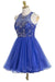 Royal Blue Organza Scoop Short Homecoming Dresses - Prom Dresses