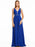 Royal Blue Prom Dress A-Line V-Neck Chiffon Sleeveless Backless Sash Floor Length Pageant Dresses