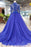 Royal Blue Sleeve Tulle Prom Lace Long Party Dress with Beads - Prom Dresses