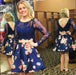 Royal Blue Two Piece Bateau Long Sleeves Floral Short Homecoming Dress with Lace - Prom Dresses