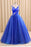 Royal Blue V Neck Sleeveless Prom Dress Floor Length Long Quinceanera Dresses - Prom Dresses