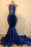 Royal Blue Velvet Long Mermaid Open Back Applique Beading Prom Dresses - Prom Dresses