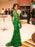 Satin High Neck A-line Long Sleeves Floor-Length With Applique Dresses - Prom Dresses