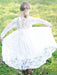 Flower Girl Dresses Jewel Neck Elastic Woven Satin Long Sleeves Ankle-Length Sheath Sash Kids Party Dresses