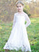 Flower Girl Dresses Jewel Neck Elastic Woven Satin Long Sleeves Ankle-Length Sheath Sash Kids Party Dresses