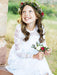 Flower Girl Dresses Jewel Neck Elastic Woven Satin Long Sleeves Ankle-Length Sheath Sash Kids Party Dresses