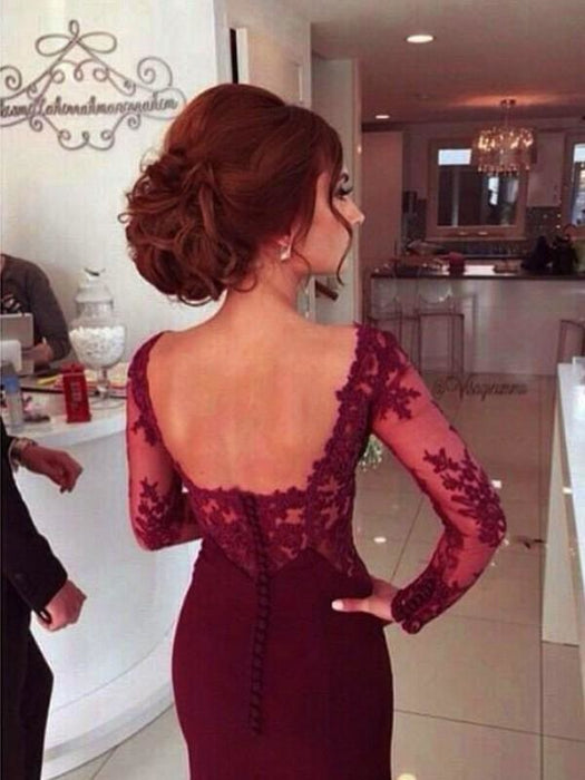 Satin Sweetheart Long Sleeves Floor-Length With Applique Dresses - Prom Dresses