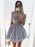 Satin V-neck Sleeveless A-line Short/Mini With Applique Dresses - Prom Dresses