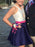 Satin V-neck Sleeveless A-line Short/Mini With Ruffles Prom Dresses - Prom Dresses
