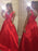 Satin V-Neck Sleeveless A-line Sweep/Brush Train With Ruffles Dresses - Prom Dresses