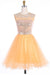 Scoop Gold Organza Open Back Prom Homecoming Dresses - Prom Dresses