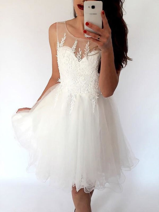 Scoop Sleeveless Short/Mini A-line With Applique Prom Dresses - Prom Dresses