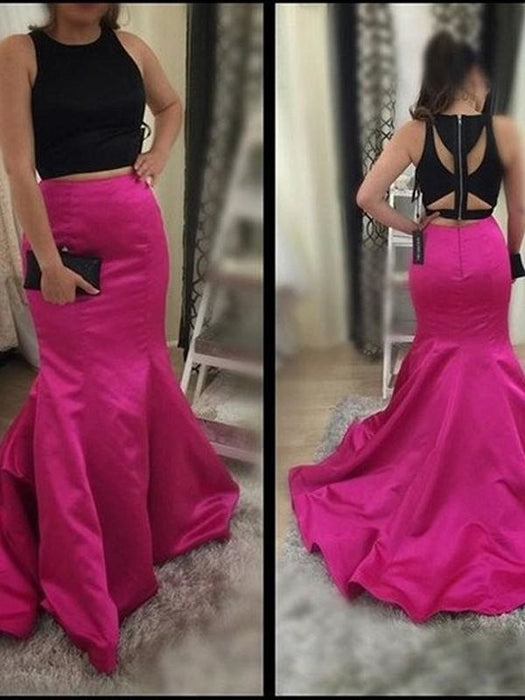 Scoop Sleeveless Sweep/Brush Train With Ruffles Two Piece Dresses - Prom Dresses