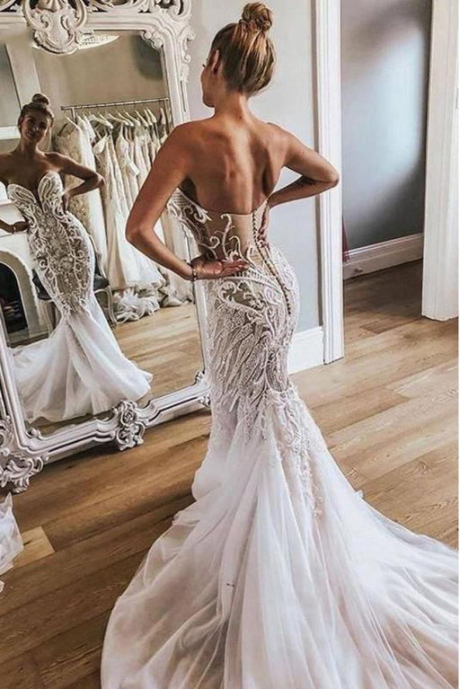 Sexy Mermaid Lace Sweetheart Wedding Dress | Bridelily Sexy Mermaid Lace Sweetheart Wedding Dress | Bridelily