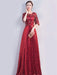 Sequin Party Dress 2021 Half Sleeves Floor Length Zipper Lace Prom Occasion Dresses
