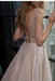 Sexy A-Line Deep V-Neck Court Train Backless Prom with Sequins Party Dress - Prom Dresses