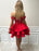 Sexy A-Line Off-The-Shoulder Red Tiered Homecoming With Lace Short Prom Dress - Prom Dresses