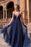 Sexy A Line Spaghetti Straps Deep V Neck Sequins Backless Long Prom Dresses - Prom Dresses