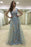 Sexy Appliques Mermaid Cap Sleeve Sheer Neck Long Tulle Evening Dresses Prom Gown - Prom Dresses
