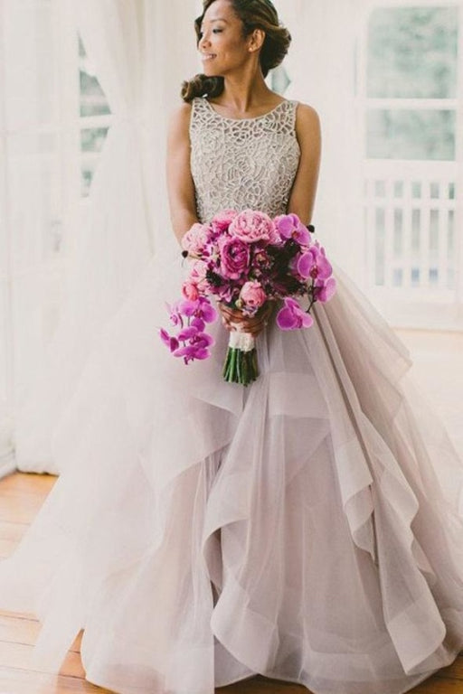 Sexy Backless A-Line Beading Long Beach Wedding Dress - Wedding Dresses
