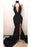 Sexy Black Straps Deep V-neck Mermaid Split Sleeveless Evening Dress with Lace - Prom Dresses