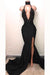Sexy Black Straps Deep V-neck Mermaid Split Sleeveless Evening Dress with Lace - Prom Dresses