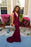 Sexy Burgundy Mermaid Deep V-neck Sleeveless Criss-Cross Straps Prom Dresses - Prom Dresses