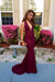 Sexy Burgundy Mermaid Deep V-neck Sleeveless Criss-Cross Straps Prom Dresses - Prom Dresses