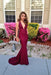 Sexy Burgundy Mermaid Deep V-neck Sleeveless Criss-Cross Straps Prom Dresses - Prom Dresses