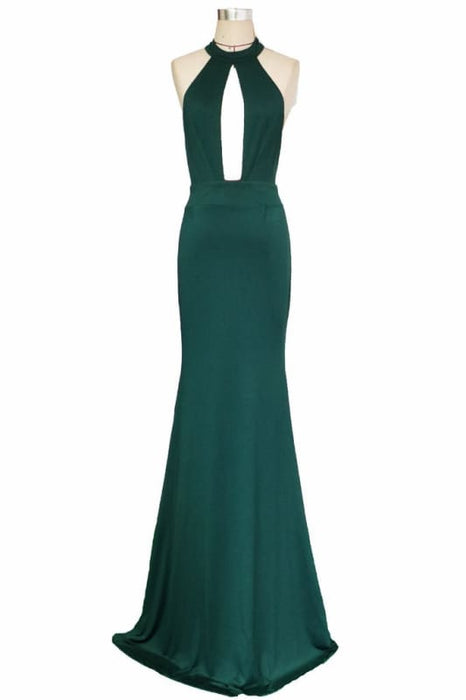 Sexy Halter Mermaid Prom Jade Backless Long Evening Dress - Prom Dresses