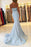 Sexy Light Blue Beading Strapless Long Prom Dresses Sparkle Mermaid Party Gown - Prom Dresses