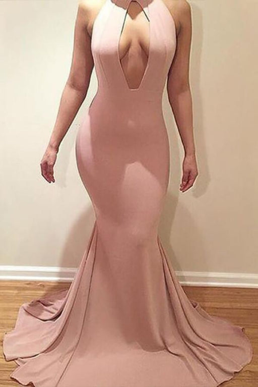 Sexy Mermaid Ruffles Sleeveless Sweep Train Plus Size Evening Dresses - Prom Dresses